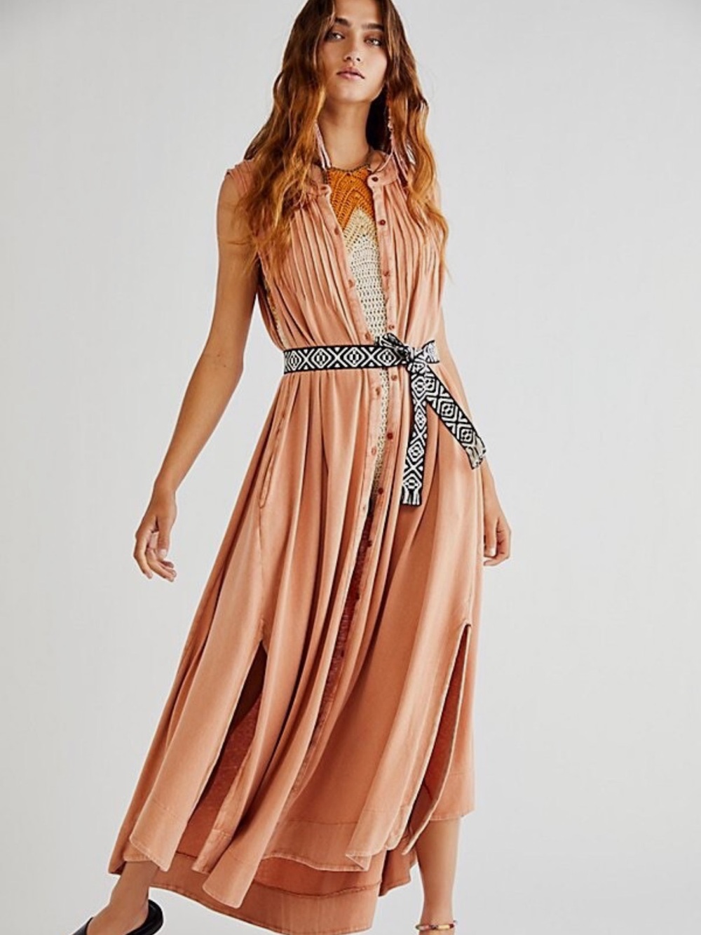 Free People Pintucked Sleeveless Maxi Dress 😍😍POCKETS😍😍
